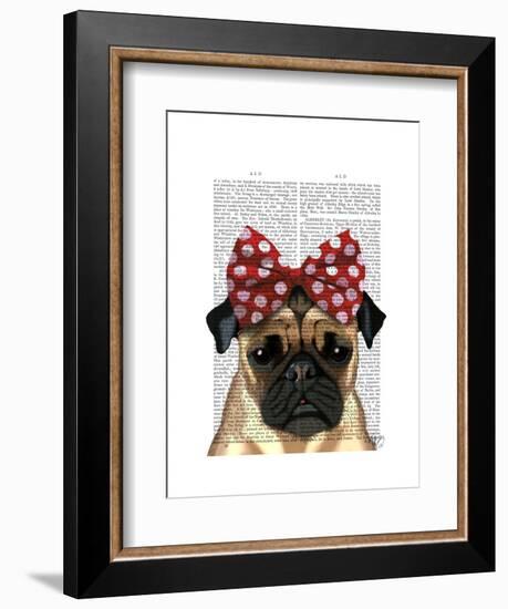 Pug with Red Spotty Bow on Head-Fab Funky-Framed Art Print