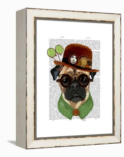 Pug with Steampunk Bowler Hat-Fab Funky-Framed Stretched Canvas