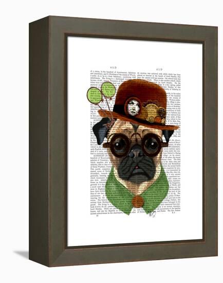 Pug with Steampunk Bowler Hat-Fab Funky-Framed Stretched Canvas