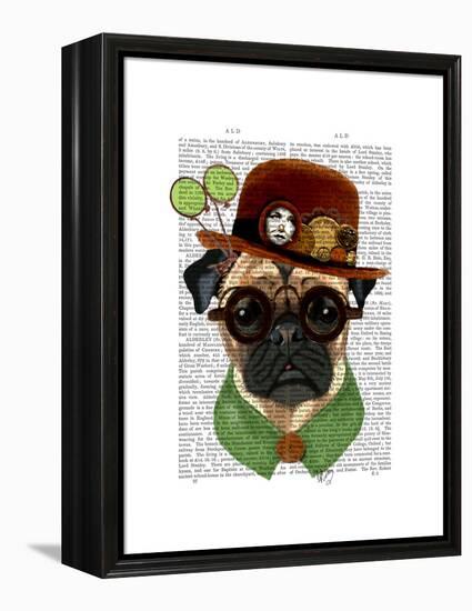 Pug with Steampunk Bowler Hat-Fab Funky-Framed Stretched Canvas