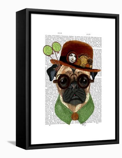 Pug with Steampunk Bowler Hat-Fab Funky-Framed Stretched Canvas