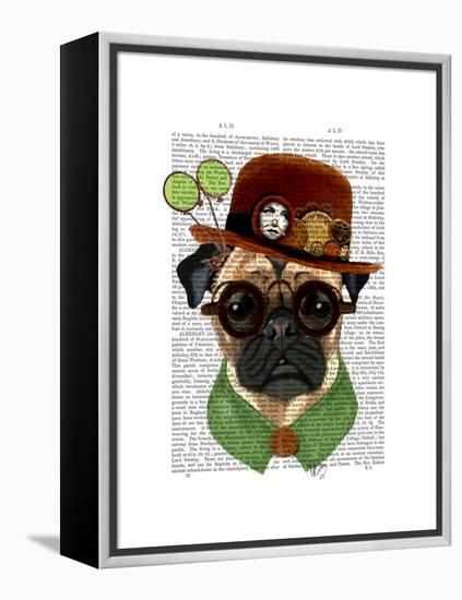 Pug with Steampunk Bowler Hat-Fab Funky-Framed Stretched Canvas