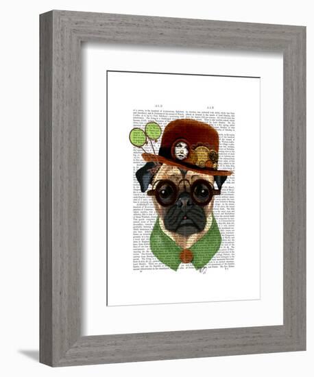 Pug with Steampunk Bowler Hat-Fab Funky-Framed Art Print