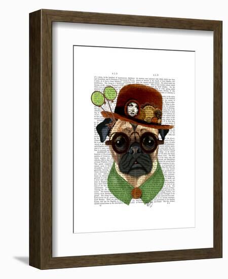 Pug with Steampunk Bowler Hat-Fab Funky-Framed Art Print