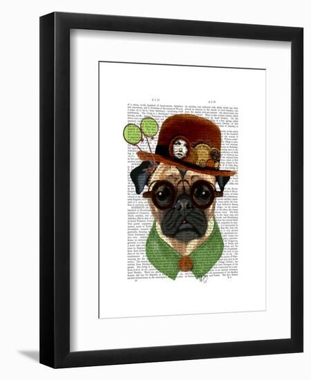 Pug with Steampunk Bowler Hat-Fab Funky-Framed Art Print