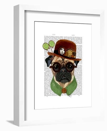 Pug with Steampunk Bowler Hat-Fab Funky-Framed Art Print