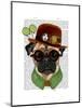 Pug with Steampunk Bowler Hat-Fab Funky-Mounted Art Print