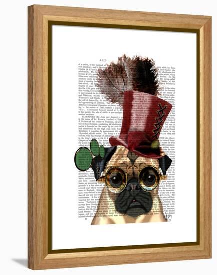 Pug with Steampunk Style Top Hat-Fab Funky-Framed Stretched Canvas