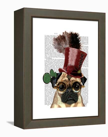 Pug with Steampunk Style Top Hat-Fab Funky-Framed Stretched Canvas