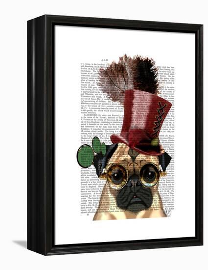 Pug with Steampunk Style Top Hat-Fab Funky-Framed Stretched Canvas