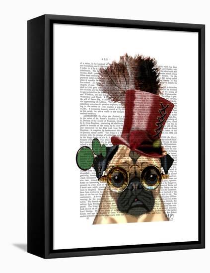 Pug with Steampunk Style Top Hat-Fab Funky-Framed Stretched Canvas