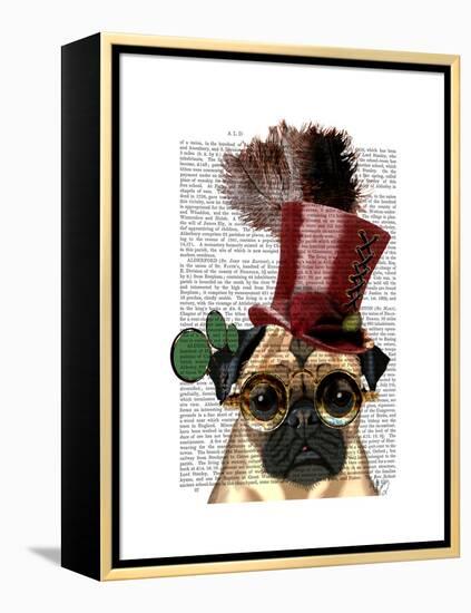 Pug with Steampunk Style Top Hat-Fab Funky-Framed Stretched Canvas
