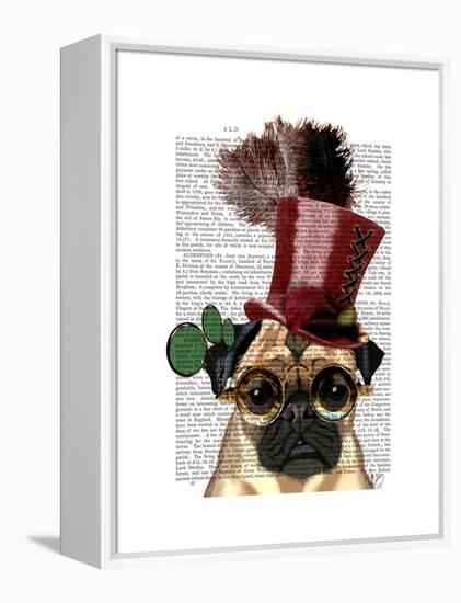 Pug with Steampunk Style Top Hat-Fab Funky-Framed Stretched Canvas