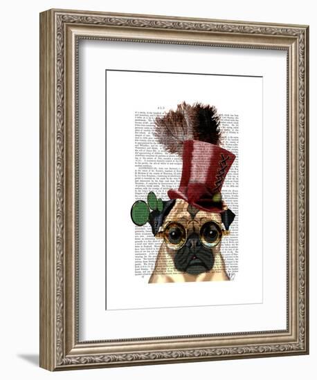 Pug with Steampunk Style Top Hat-Fab Funky-Framed Art Print