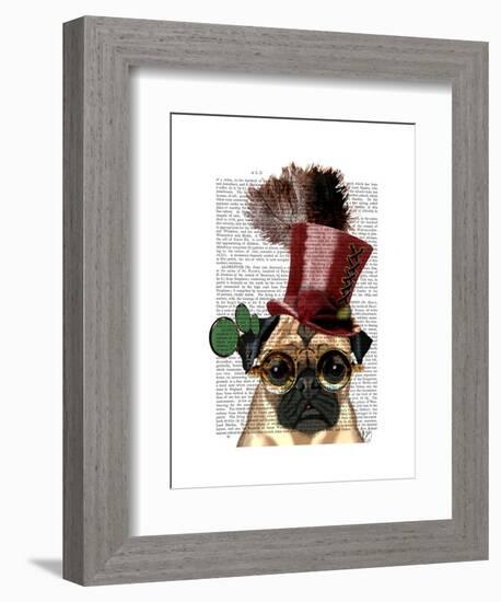 Pug with Steampunk Style Top Hat-Fab Funky-Framed Art Print