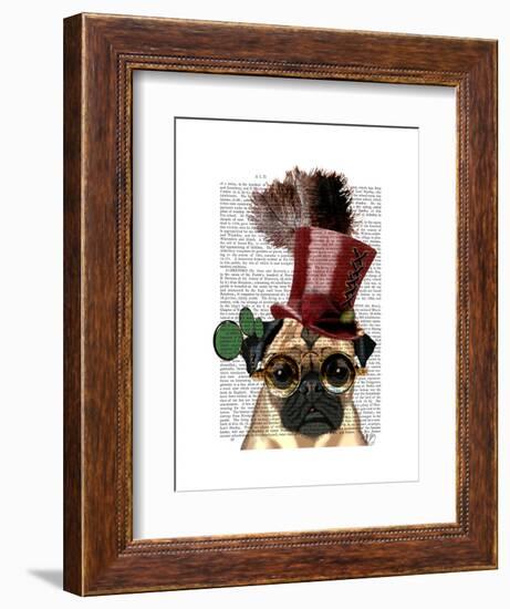 Pug with Steampunk Style Top Hat-Fab Funky-Framed Art Print