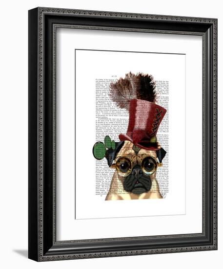 Pug with Steampunk Style Top Hat-Fab Funky-Framed Art Print