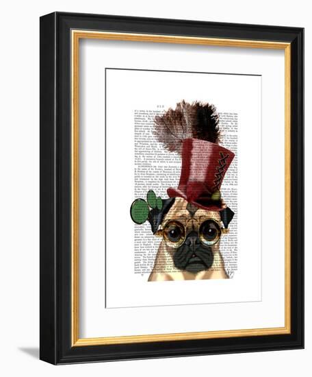 Pug with Steampunk Style Top Hat-Fab Funky-Framed Art Print