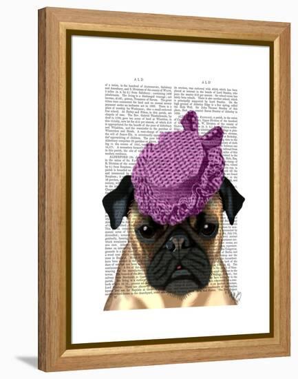 Pug with Vintage Purple Hat-Fab Funky-Framed Stretched Canvas