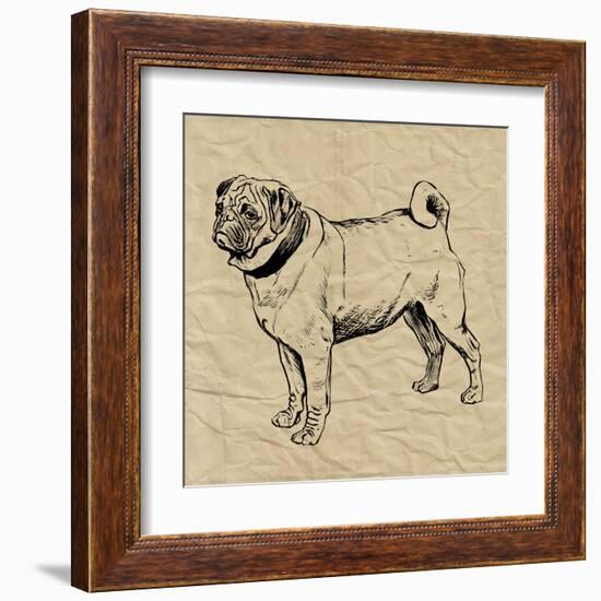 Pug-Sabine Berg-Framed Art Print