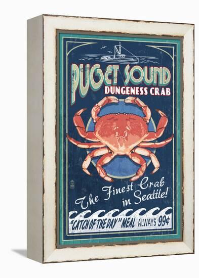 Puget Sound - Dungeness Crab-Lantern Press-Framed Stretched Canvas