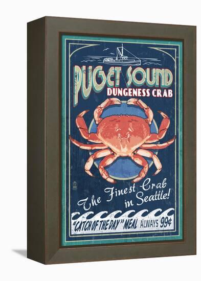 Puget Sound - Dungeness Crab-Lantern Press-Framed Stretched Canvas