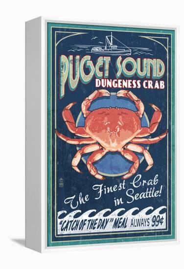 Puget Sound - Dungeness Crab-Lantern Press-Framed Stretched Canvas