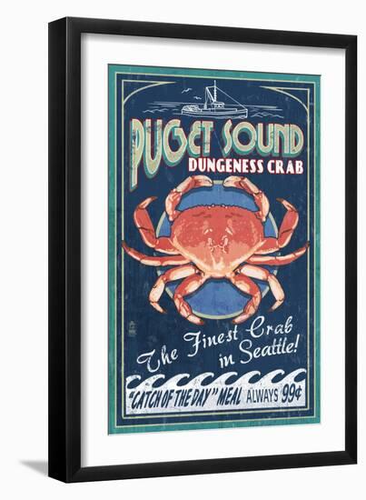 Puget Sound - Dungeness Crab-Lantern Press-Framed Premium Giclee Print