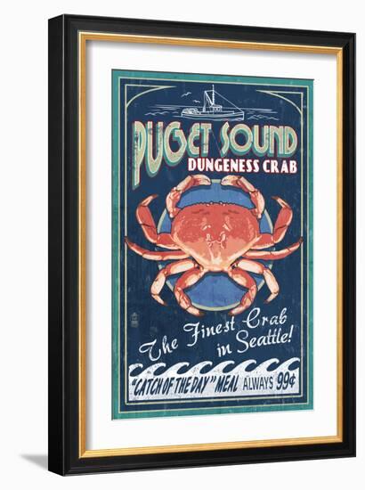 Puget Sound - Dungeness Crab-Lantern Press-Framed Premium Giclee Print