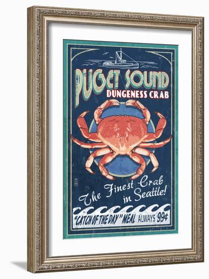 Puget Sound - Dungeness Crab-Lantern Press-Framed Art Print