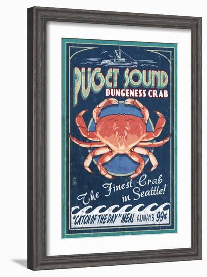 Puget Sound - Dungeness Crab-Lantern Press-Framed Art Print