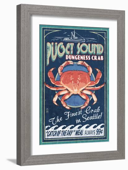 Puget Sound - Dungeness Crab-Lantern Press-Framed Art Print