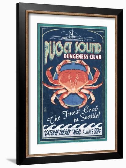 Puget Sound - Dungeness Crab-Lantern Press-Framed Art Print