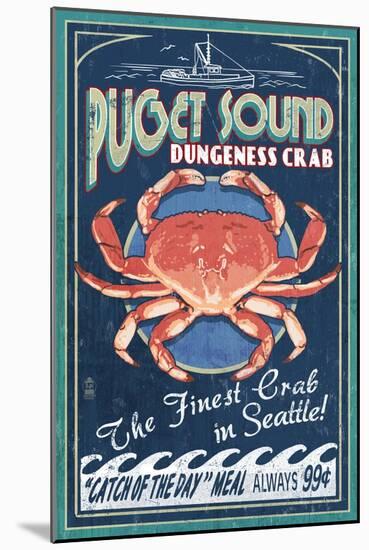 Puget Sound - Dungeness Crab-Lantern Press-Mounted Art Print