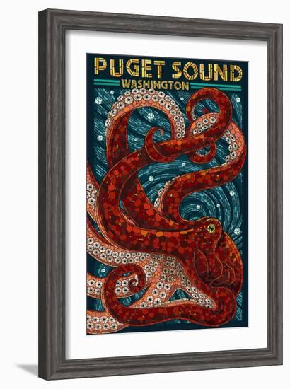 Puget Sound, Washington - Octopus Mosaic-Lantern Press-Framed Art Print