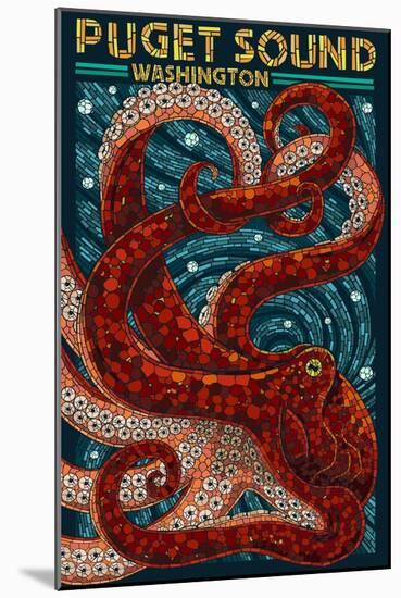 Puget Sound, Washington - Octopus Mosaic-Lantern Press-Mounted Art Print