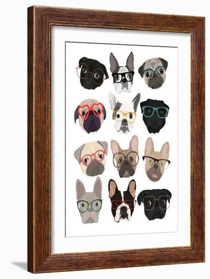 Pugs in Glasses-Hanna Melin-Framed Art Print