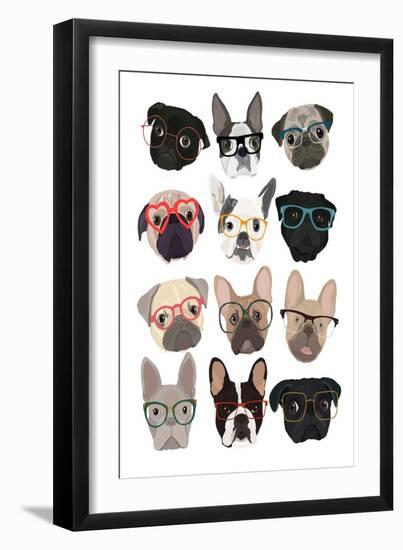 Pugs in Glasses-Hanna Melin-Framed Art Print