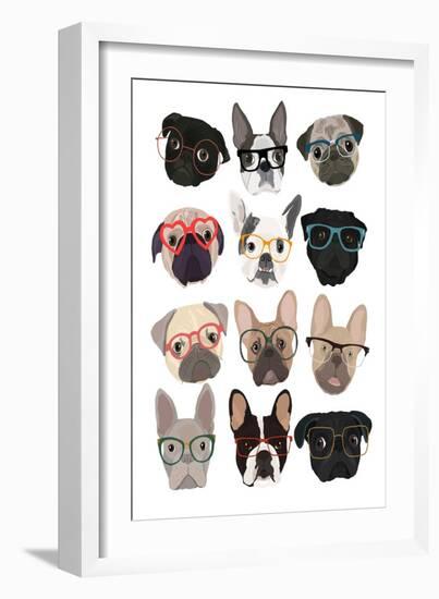 Pugs in Glasses-Hanna Melin-Framed Art Print