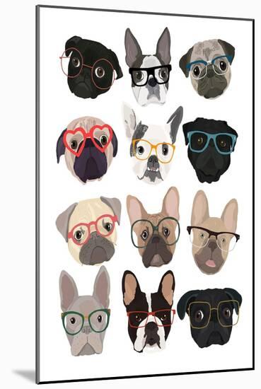 Pugs in Glasses-Hanna Melin-Mounted Art Print