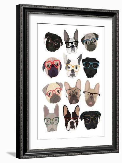 Pugs in Glasses-Hanna Melin-Framed Art Print