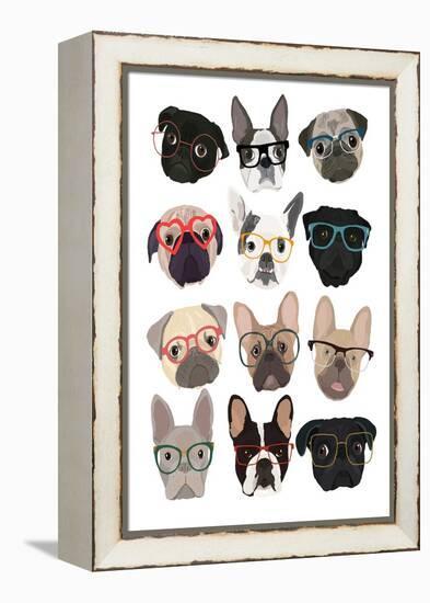 Pugs in Glasses-Hanna Melin-Framed Stretched Canvas