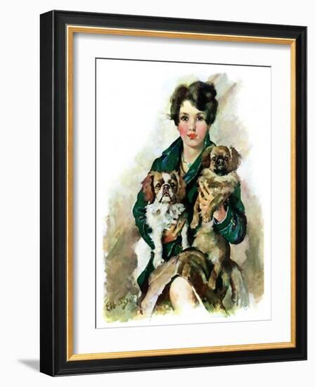 "Pugs in Lap,"November 9, 1929-Ellen Pyle-Framed Giclee Print