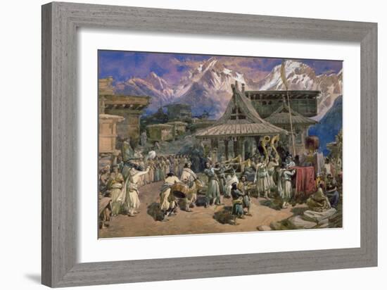 Puja at Chini Bashahr, Himalayas, c.1859-66-William 'Crimea' Simpson-Framed Giclee Print