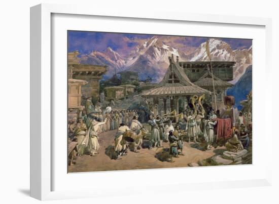 Puja at Chini Bashahr, Himalayas, c.1859-66-William 'Crimea' Simpson-Framed Giclee Print