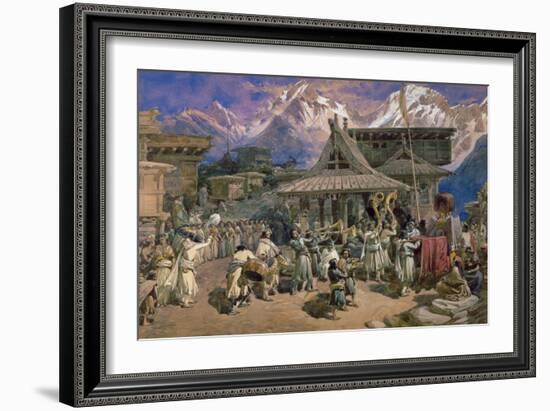 Puja at Chini Bashahr, Himalayas, c.1859-66-William 'Crimea' Simpson-Framed Giclee Print