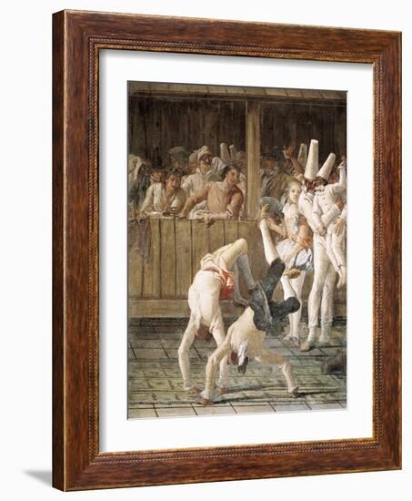 Pulcinella and the Tumblers-Giovanni Battista Tiepolo-Framed Art Print