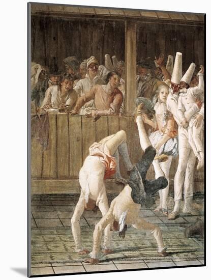 Pulcinella and the Tumblers-Giovanni Battista Tiepolo-Mounted Art Print