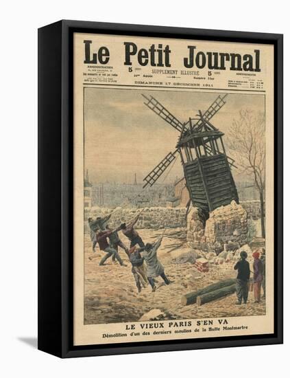 Pulling Down One of the Last Windmills on the Butte Montmartre-French School-Framed Premier Image Canvas