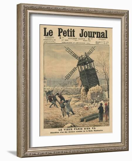 Pulling Down One of the Last Windmills on the Butte Montmartre-French School-Framed Giclee Print